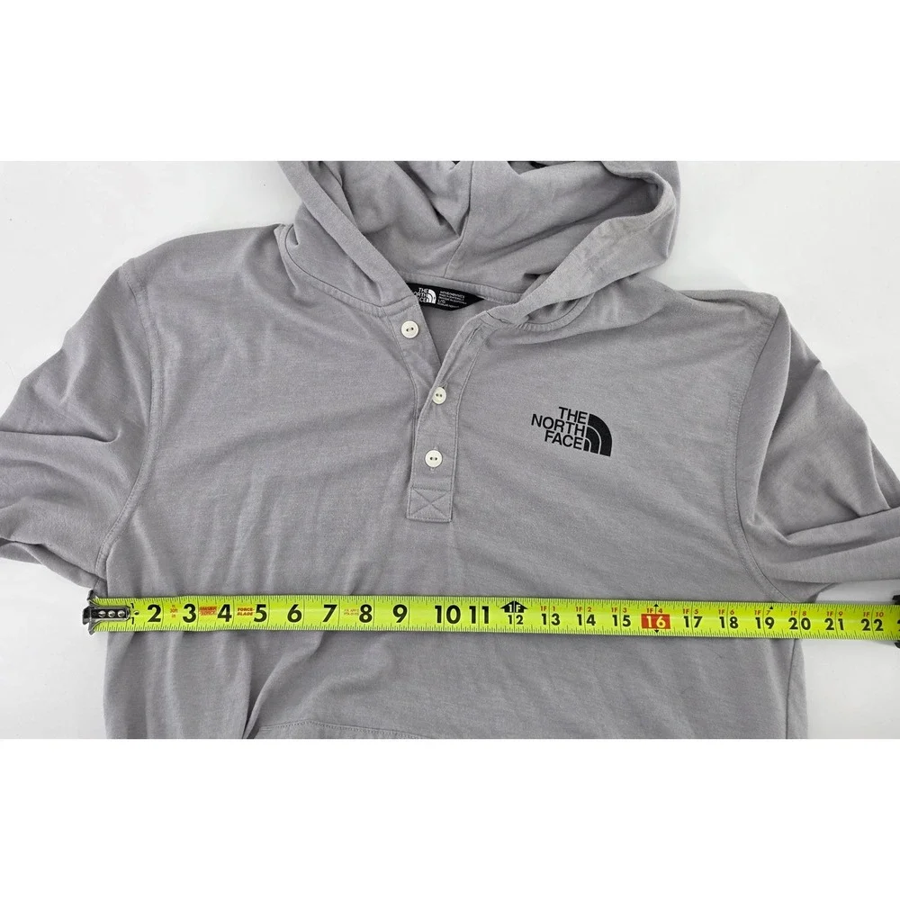 The North Face Mens Large L Hoodie Grey Henley Long Sleeve Shirt Outdoor Active